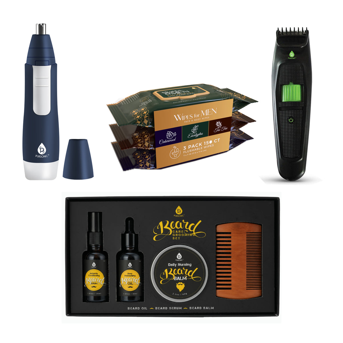 Full-Range Men's Grooming: 4-Piece Beard Care Set, Beard and Body