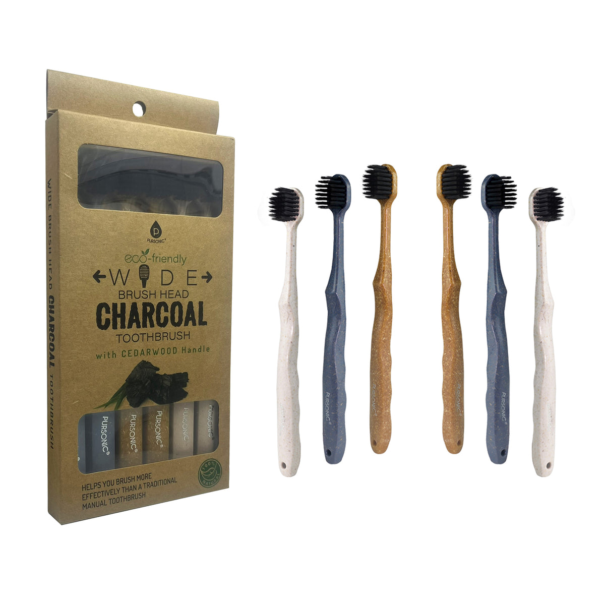 Wide Brush Head Charcoal Toothbrush – Pursonic