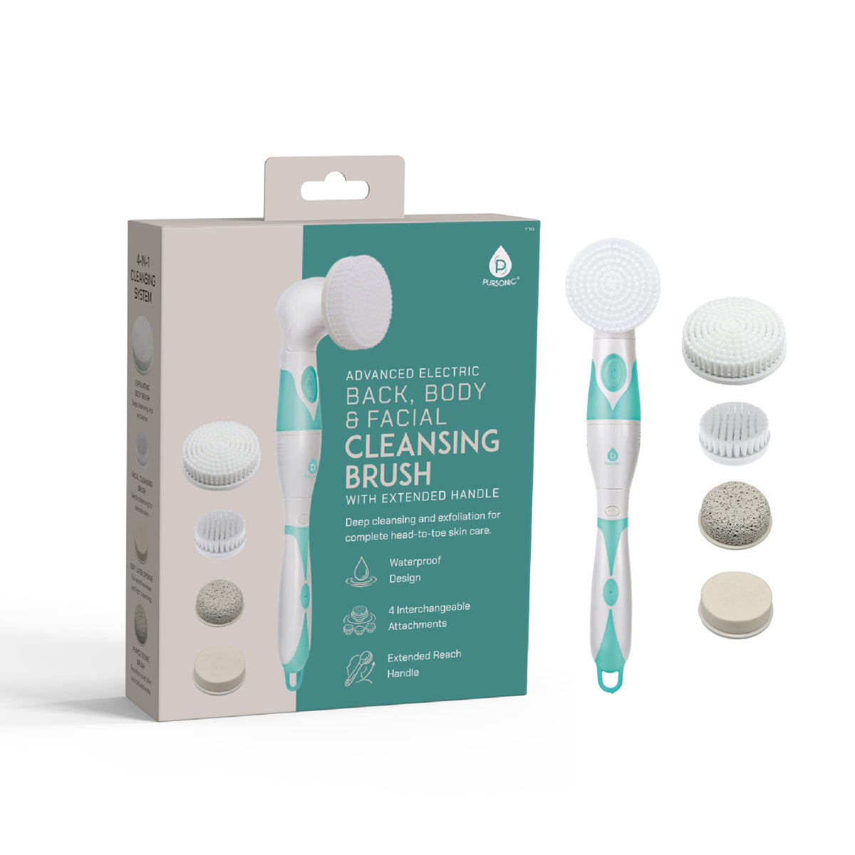 Advanced Facial & Body Cleansing Brush With Extended Handle – Pursonic