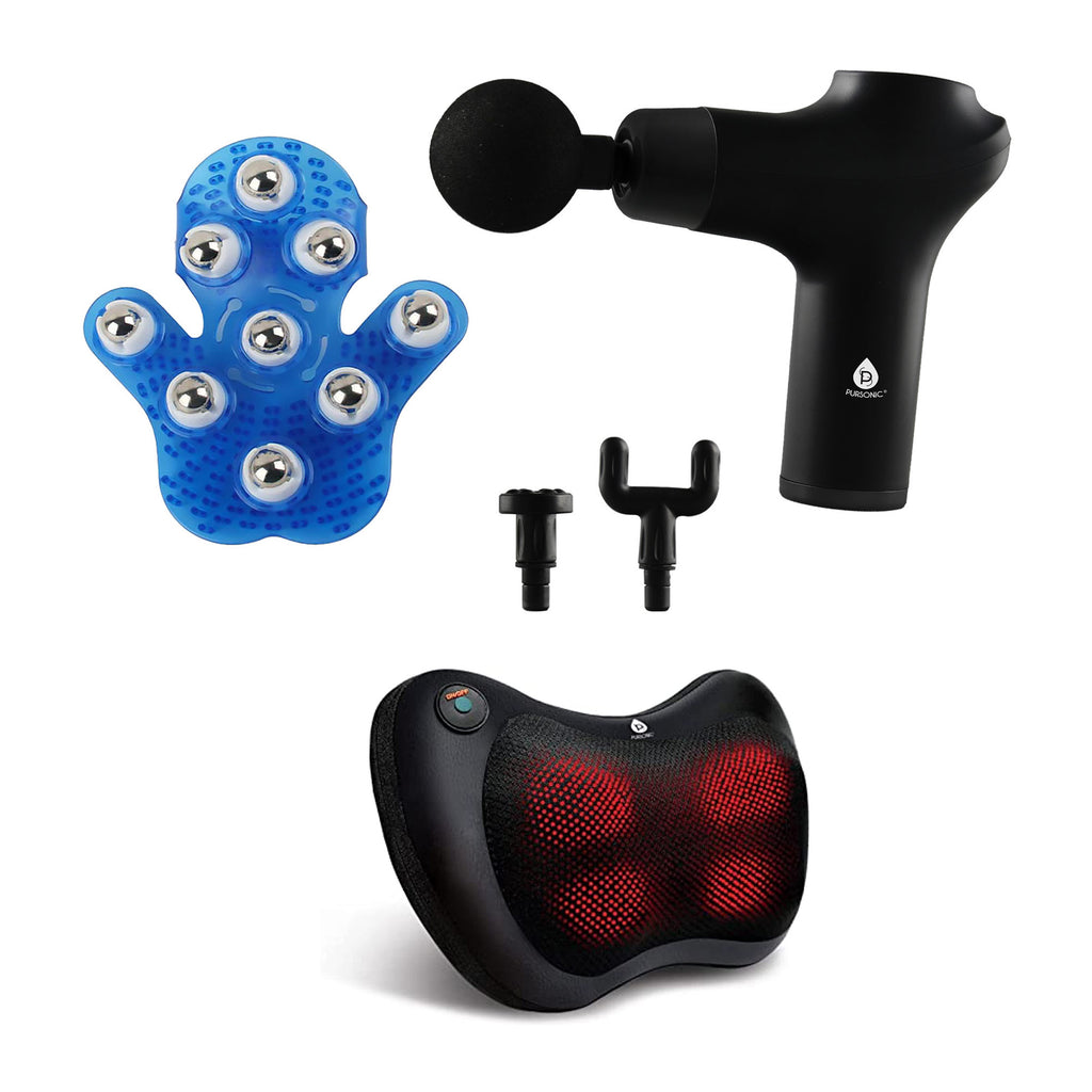 Pursonic Deep Relief Wellness Bundle Shiatsu Heating Neck & Back Mas Pursonic Deep Relief Wellness Bundle Shiatsu Heating Neck & Back Mas