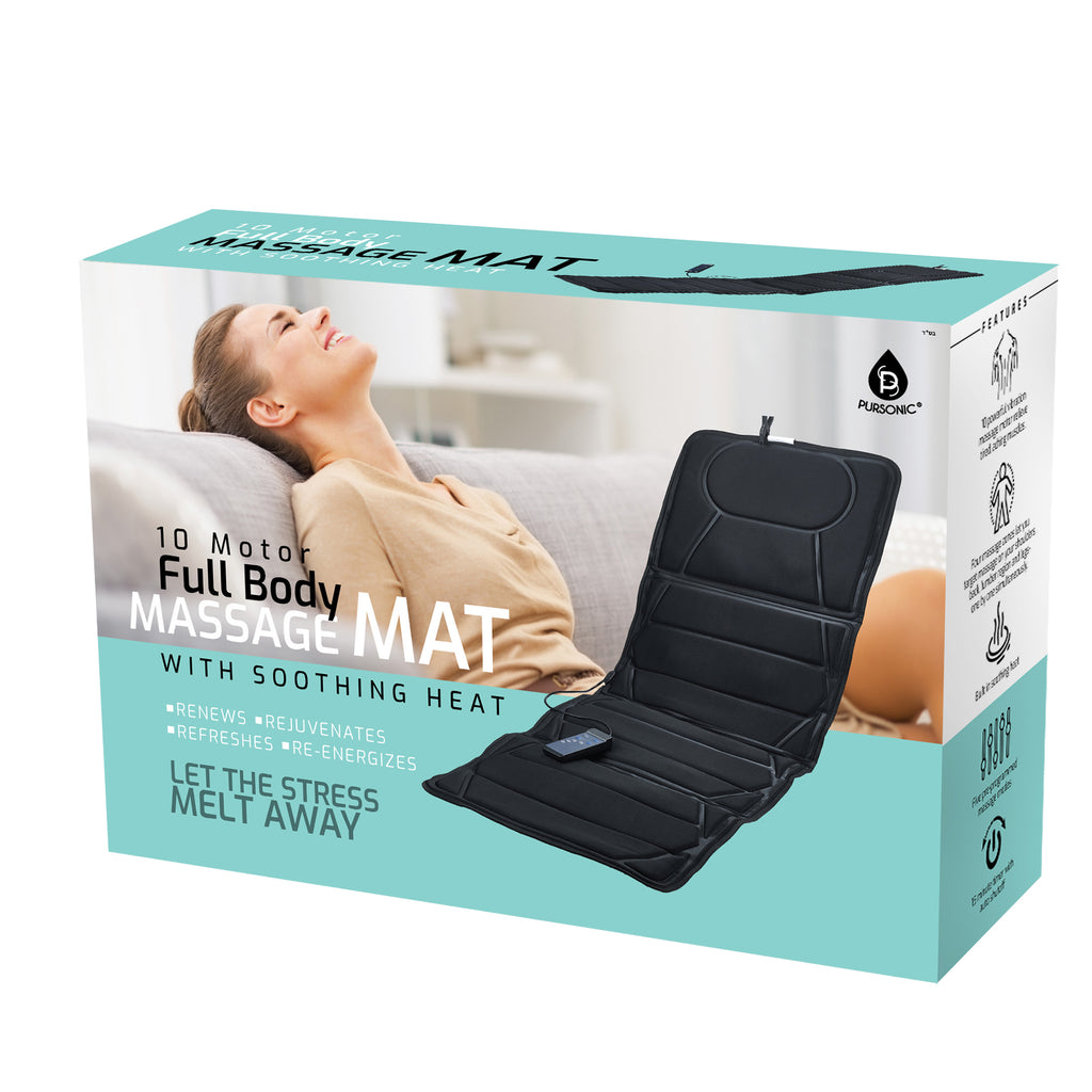 Luxury Massage Mat with Soothing Heat - 10 Powerful Motors Vibrating M Pursonic Luxury Massage Mat with Soothing Heat - 10 Powerful Motors Vibrating M Pursonic