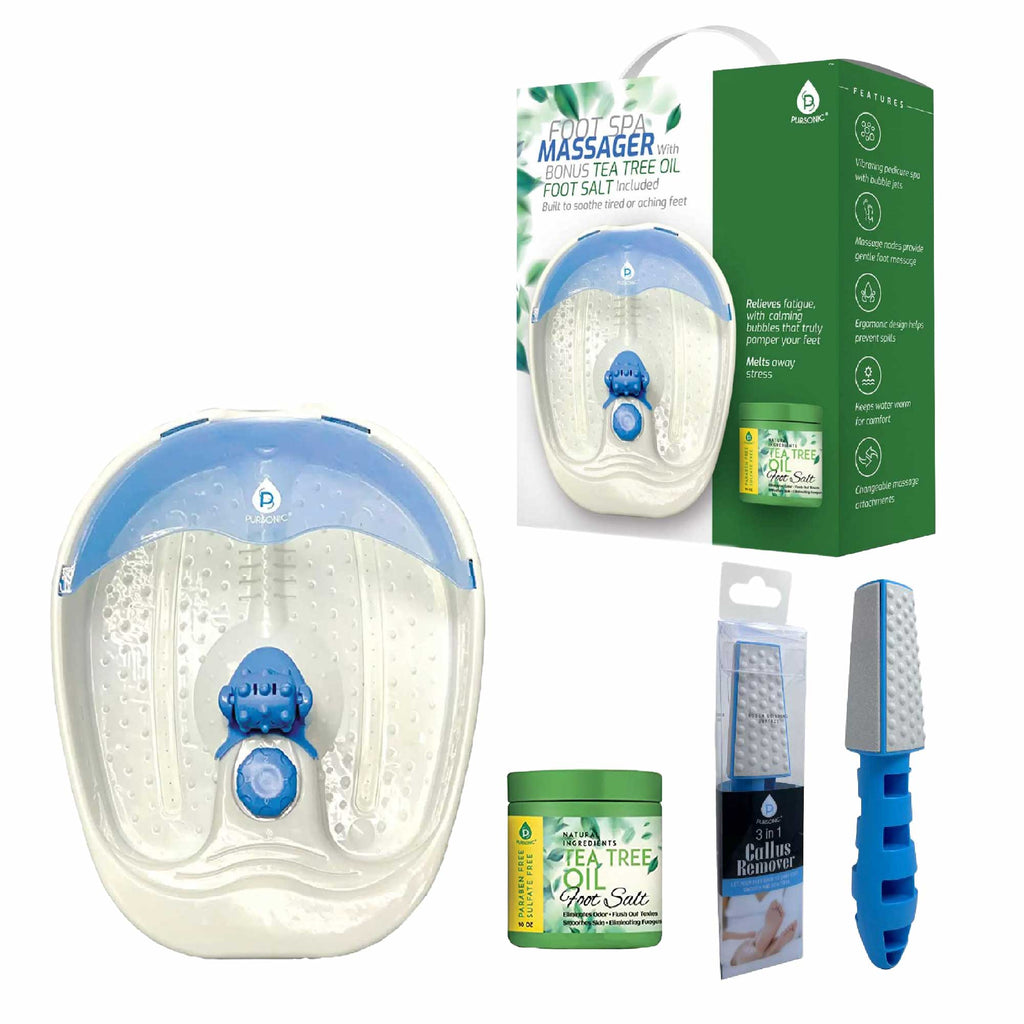 Pursonic Soothing Foot Spa Massager with Tea Tree Salt Scrub & Callus Remover. Pursonic Soothing Foot Spa Massager with Tea Tree Salt Scrub & Callus Remover.