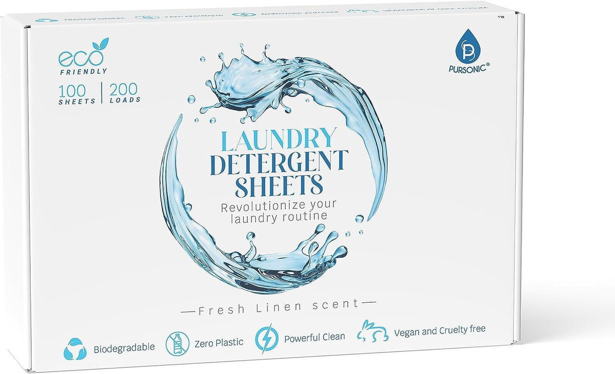 EcoEgret Laundry Detergent Sheets, 100 Count, Fresh Linen Scent, Biodegradable, Vegan-Friendly, Hypoallergenic, Liquidless Technology