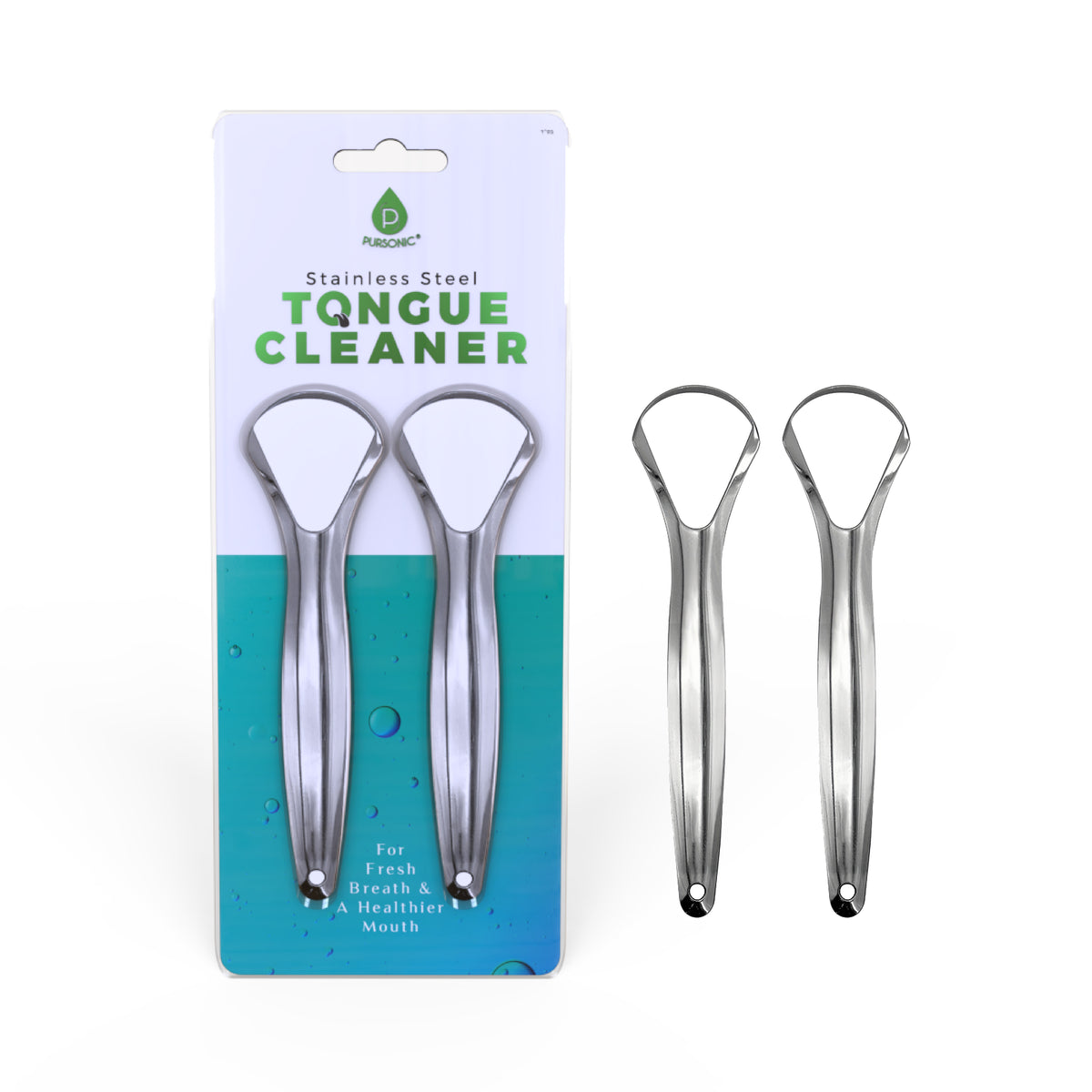 Stainless Steel Tongue Cleaner – 2 Pack – Pursonic