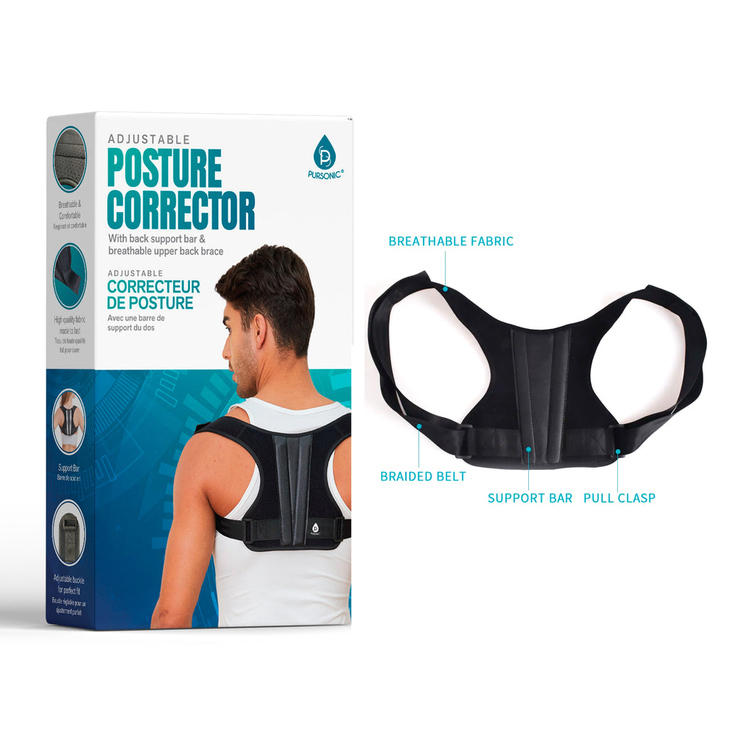 Adjustable Posture Corrector With Back Support Bar & Breathable Upper Back  Brace
