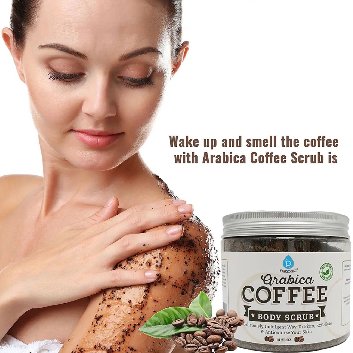 100 Natural Arabica Coffee Body Scrub 14 Oz Pursonic 0789