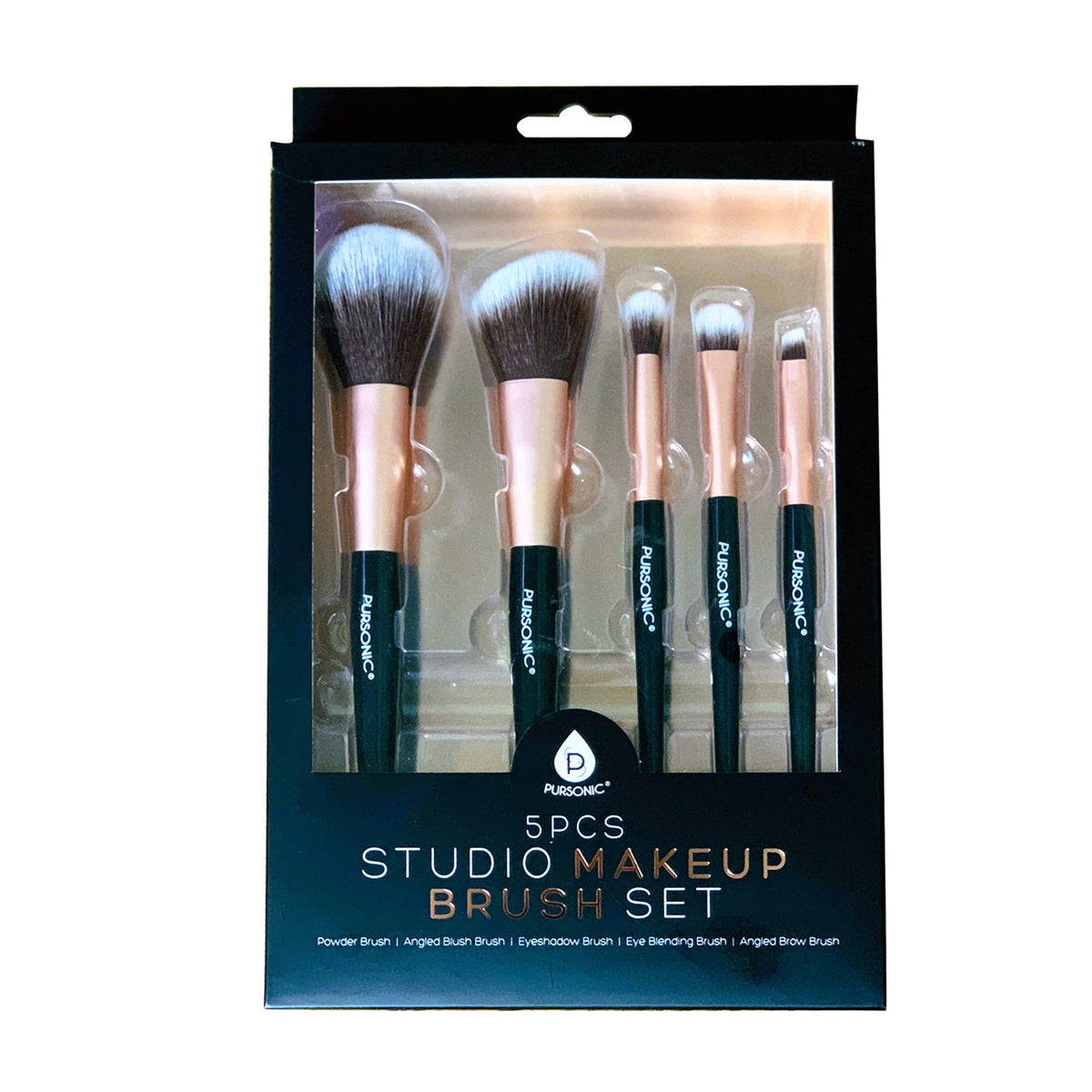 5 Pcs Studio Makeup Brush Set (Black) – Pursonic