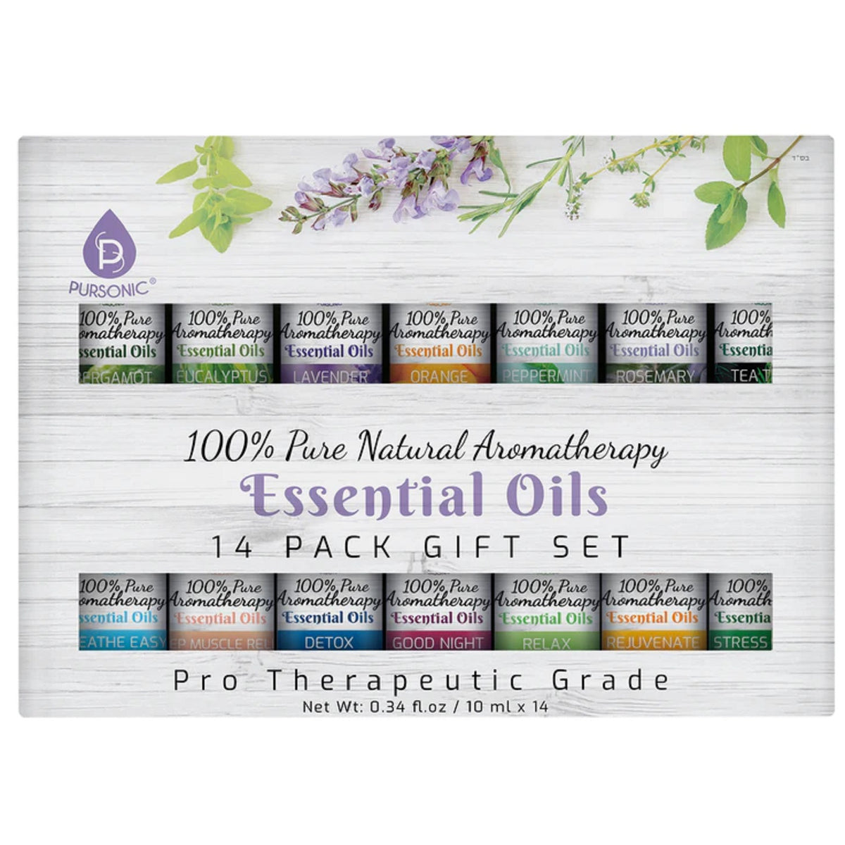 Pursonic 100% Pure Essential Aromatherapy Oils Gift Set-6 Pack ,  10ML(Eucalyptus, Lavender, Lemon grass, Orange, Peppermint, Tea Tree)