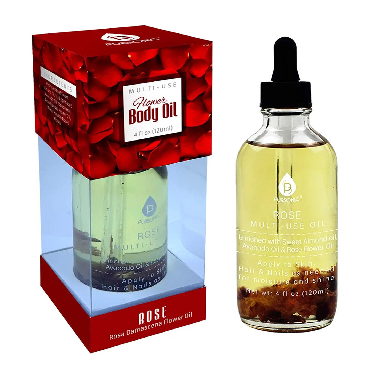 Rose flower Multi Use Body Oils 4 Oz Pursonic